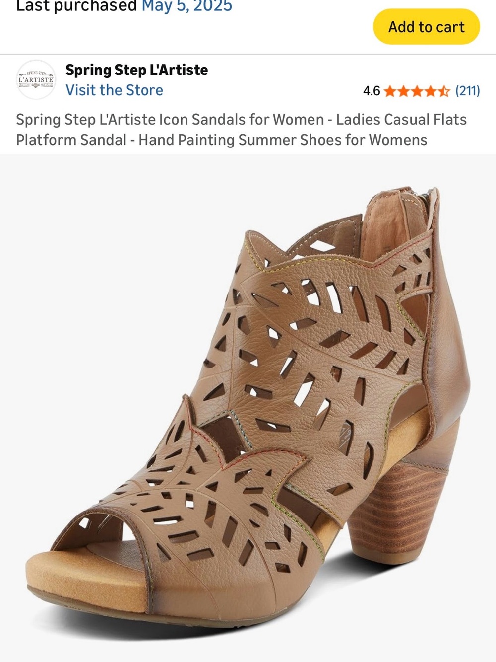 Tan Laser-Cut Leather Peep-Toe Heel